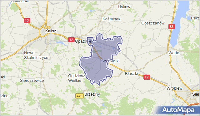 gmina Szczytniki - powiat kaliski na mapie Targeo