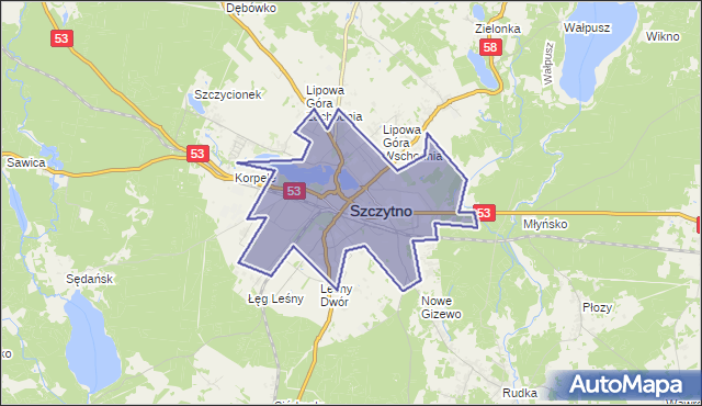 gmina Szczytno - powiat szczycieński na mapie Targeo