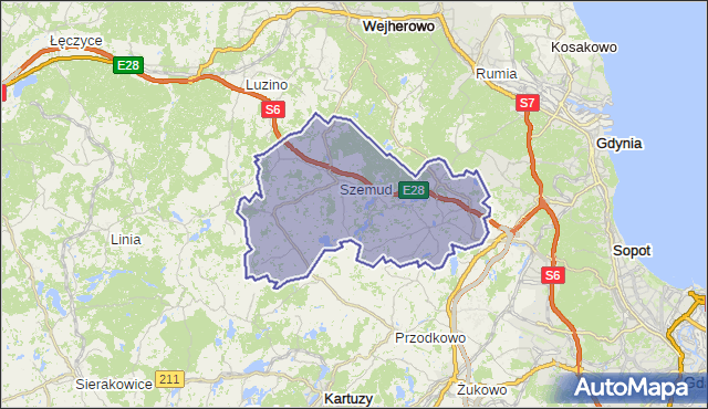 gmina Szemud - powiat wejherowski na mapie Targeo