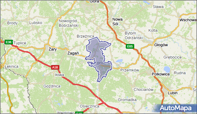 gmina Szprotawa - powiat żagański na mapie Targeo