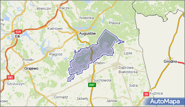 gmina Sztabin - powiat augustowski na mapie Targeo