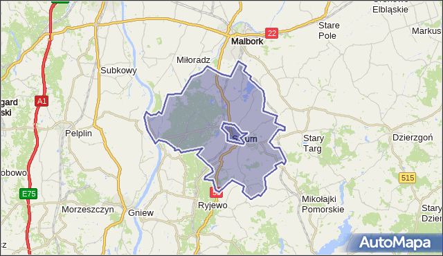 gmina Sztum - powiat sztumski na mapie Targeo