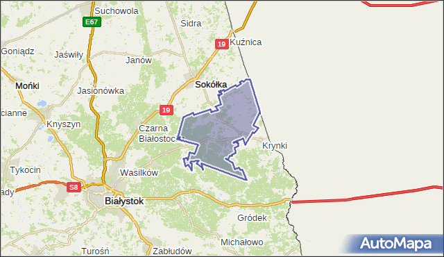 gmina Szudziałowo - powiat sokólski na mapie Targeo