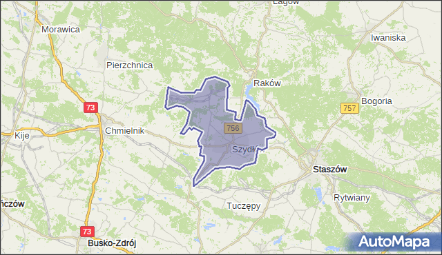 gmina Szydłów - powiat staszowski na mapie Targeo