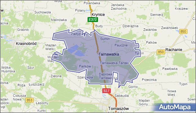 gmina Tarnawatka - powiat tomaszowski na mapie Targeo