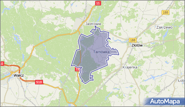 gmina Tarnówka - powiat złotowski na mapie Targeo