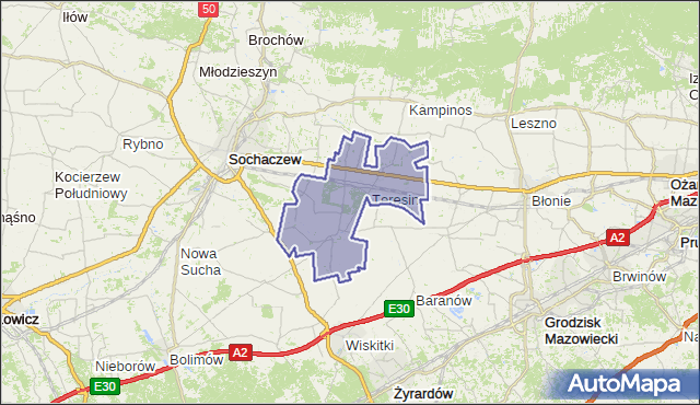 gmina Teresin - powiat sochaczewski na mapie Targeo