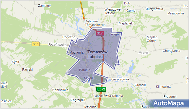 gmina Tomaszów Lubelski - powiat tomaszowski na mapie Targeo