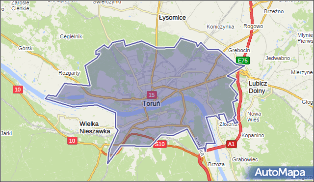 gmina Toruń - powiat Toruń na mapie Targeo