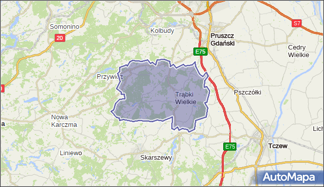 gmina Trąbki Wielkie - powiat gdański na mapie Targeo