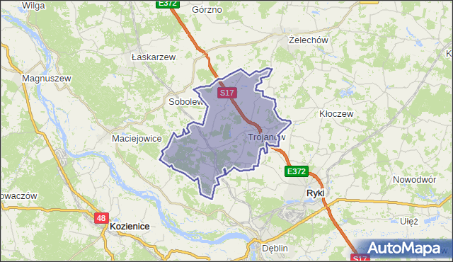 gmina Trojanów - powiat garwoliński na mapie Targeo