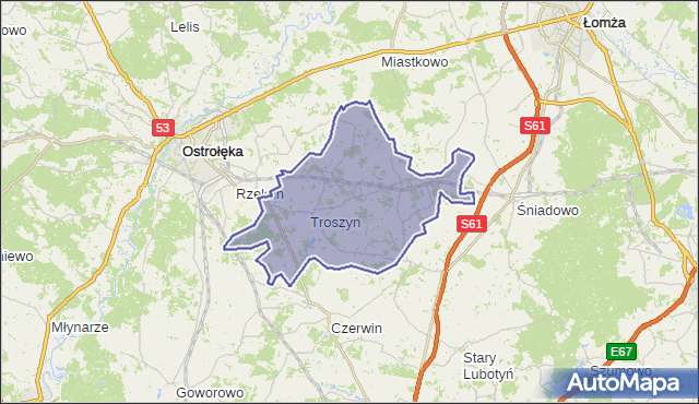 gmina Troszyn - powiat ostrołęcki na mapie Targeo