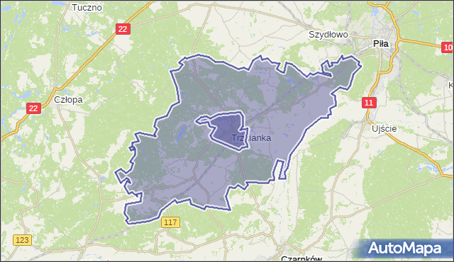 gmina Trzcianka - powiat czarnkowsko-trzcianecki na mapie Targeo