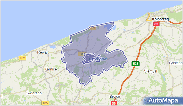 gmina Trzebiatów - powiat gryficki na mapie Targeo