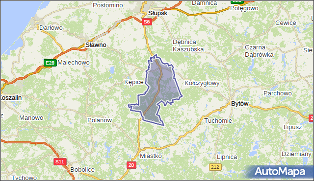 gmina Trzebielino - powiat bytowski na mapie Targeo