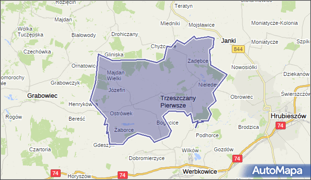 gmina Trzeszczany - powiat hrubieszowski na mapie Targeo