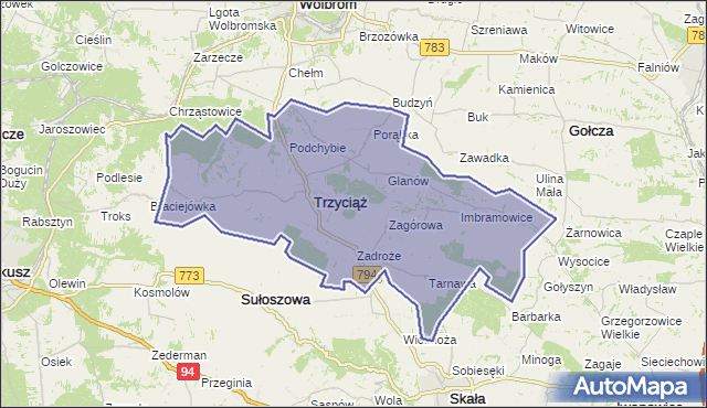 gmina Trzyciąż - powiat olkuski na mapie Targeo