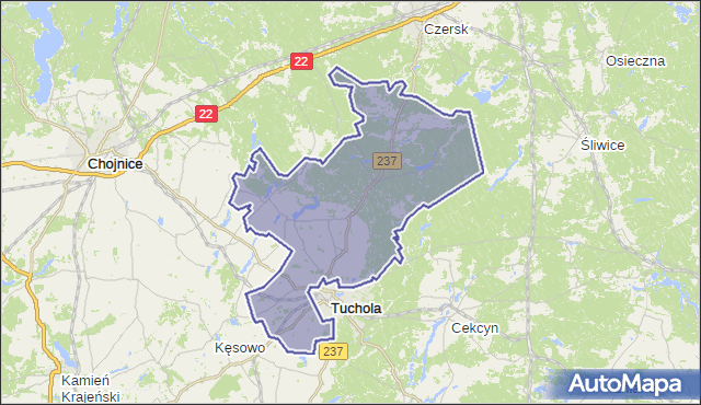 gmina Tuchola - powiat tucholski na mapie Targeo