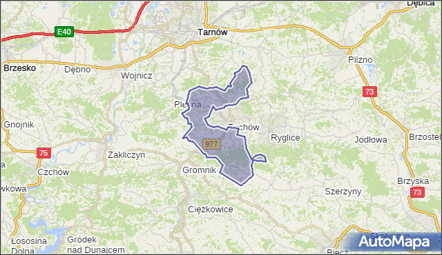 gmina Tuchów - powiat tarnowski na mapie Targeo