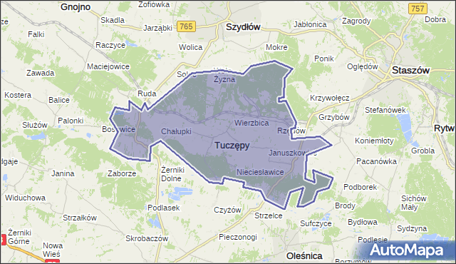 gmina Tuczępy - powiat buski na mapie Targeo