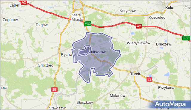 gmina Tuliszków - powiat turecki na mapie Targeo