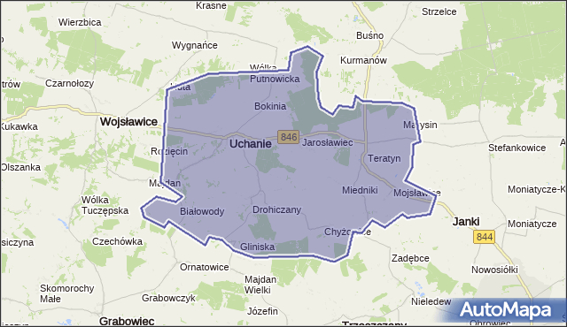 gmina Uchanie - powiat hrubieszowski na mapie Targeo