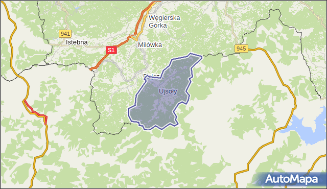 gmina Ujsoły - powiat żywiecki na mapie Targeo