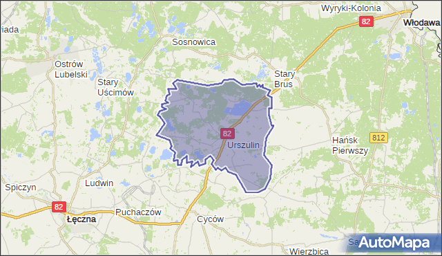 gmina Urszulin - powiat włodawski na mapie Targeo