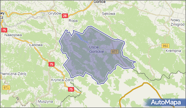 gmina Uście Gorlickie - powiat gorlicki na mapie Targeo