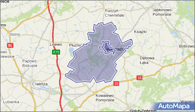 gmina Wąbrzeźno - powiat wąbrzeski na mapie Targeo