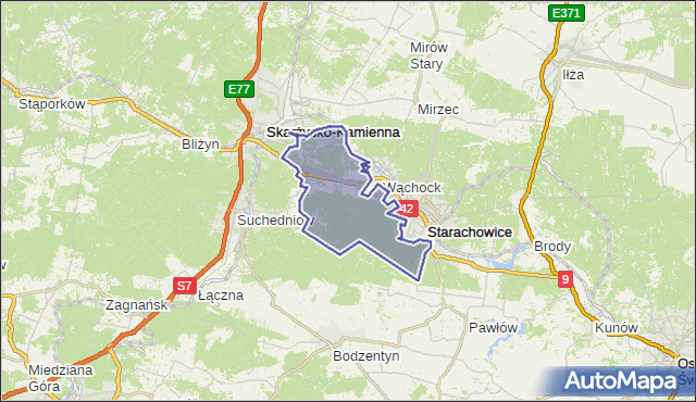 gmina Wąchock - powiat starachowicki na mapie Targeo