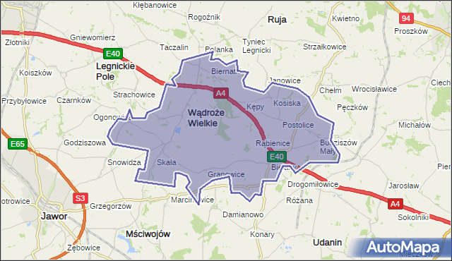 gmina Wądroże Wielkie - powiat jaworski na mapie Targeo