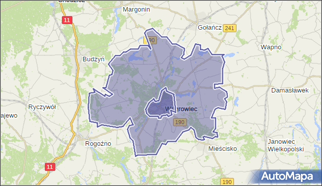 gmina Wągrowiec - powiat wągrowiecki na mapie Targeo