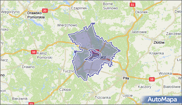 gmina Wałcz - powiat wałecki na mapie Targeo