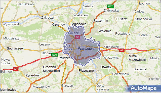 gmina Warszawa - powiat Warszawa na mapie Targeo
