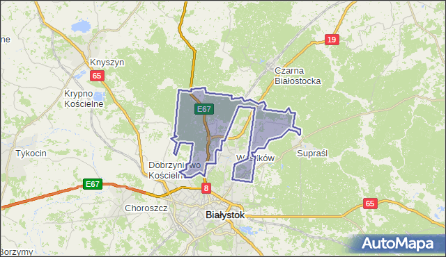 gmina Wasilków - powiat białostocki na mapie Targeo
