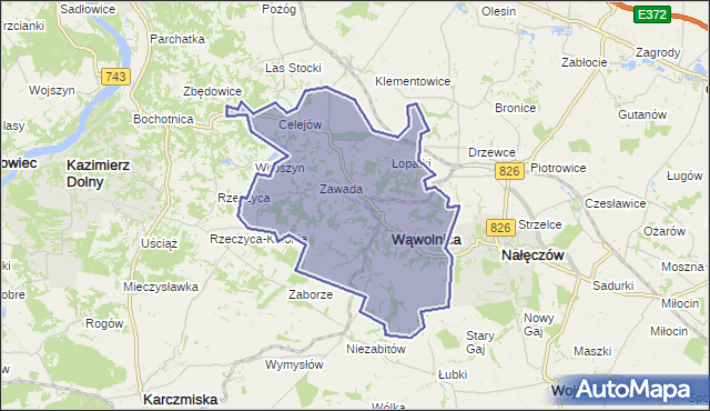 gmina Wąwolnica - powiat puławski na mapie Targeo