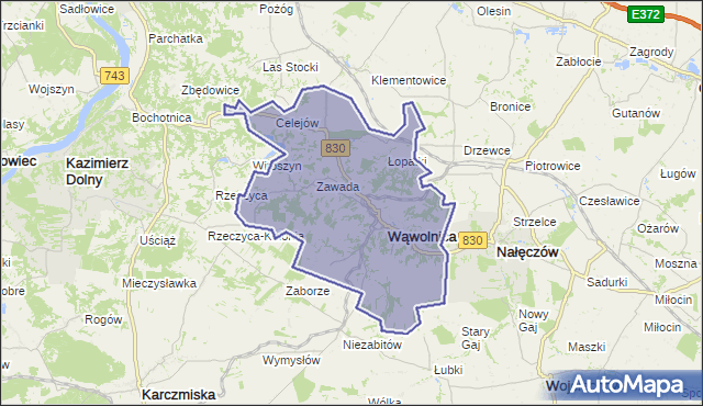 gmina Wąwolnica - powiat puławski na mapie Targeo