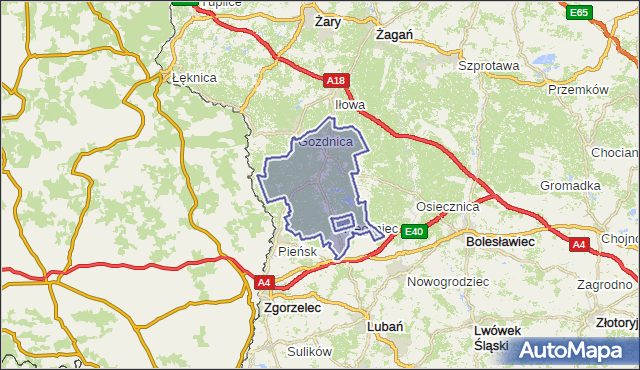 gmina Węgliniec - powiat zgorzelecki na mapie Targeo