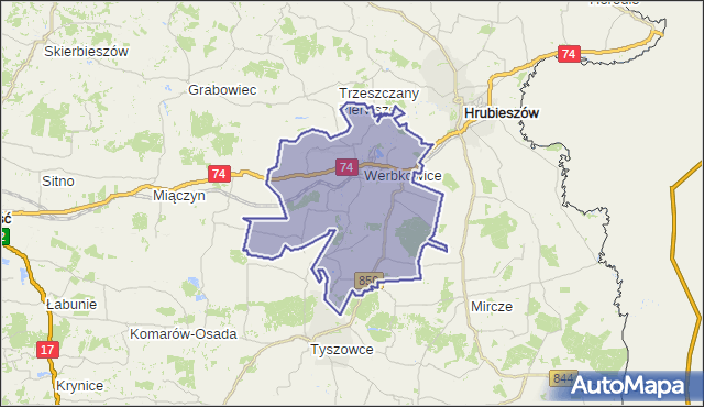 gmina Werbkowice - powiat hrubieszowski na mapie Targeo