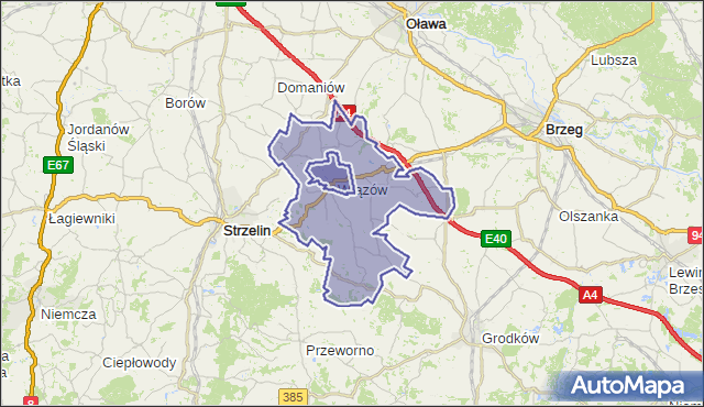 gmina Wiązów - powiat strzeliński na mapie Targeo
