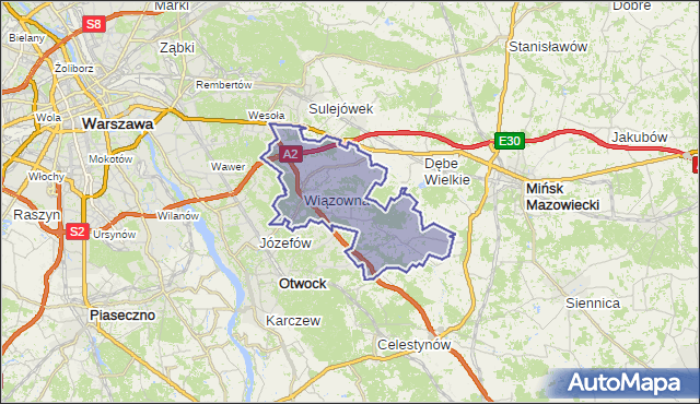 gmina Wiązowna - powiat otwocki na mapie Targeo