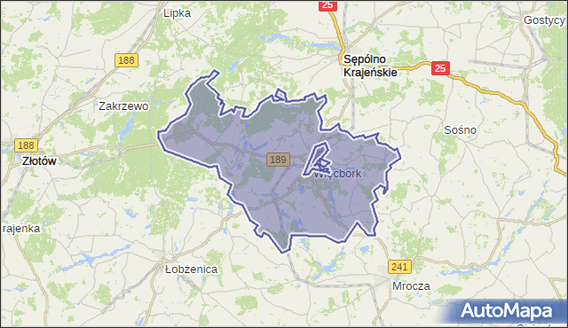 gmina Więcbork - powiat sępoleński na mapie Targeo