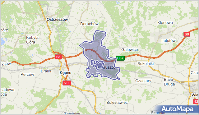 gmina Wieruszów - powiat wieruszowski na mapie Targeo