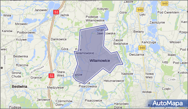 gmina Wilamowice - powiat bielski na mapie Targeo