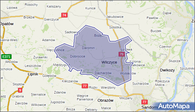 gmina Wilczyce - powiat sandomierski na mapie Targeo