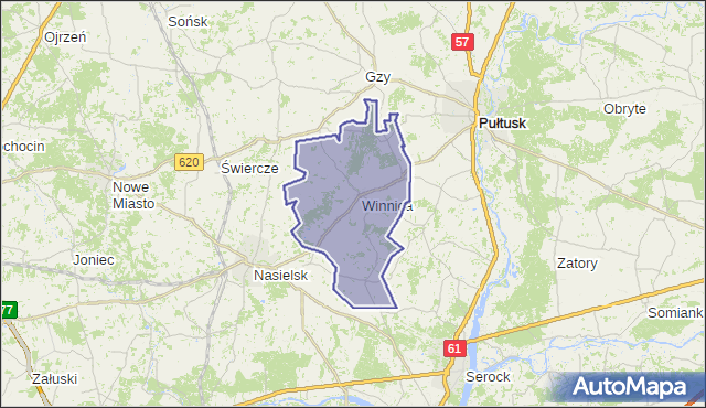 gmina Winnica - powiat pułtuski na mapie Targeo