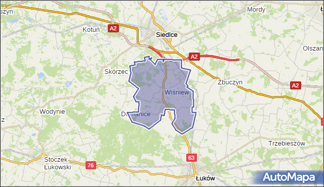 gmina Wiśniew - powiat siedlecki na mapie Targeo