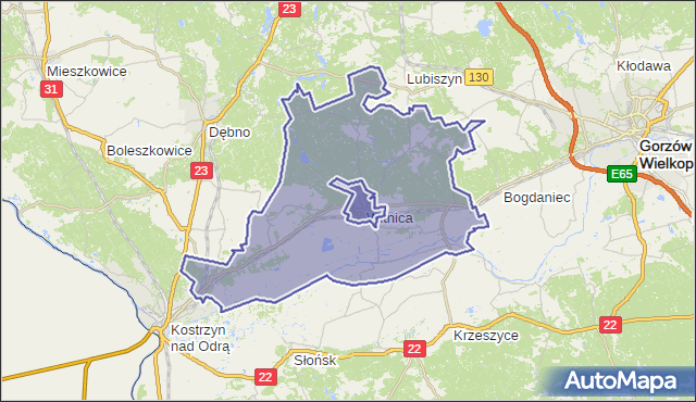 gmina Witnica - powiat gorzowski na mapie Targeo