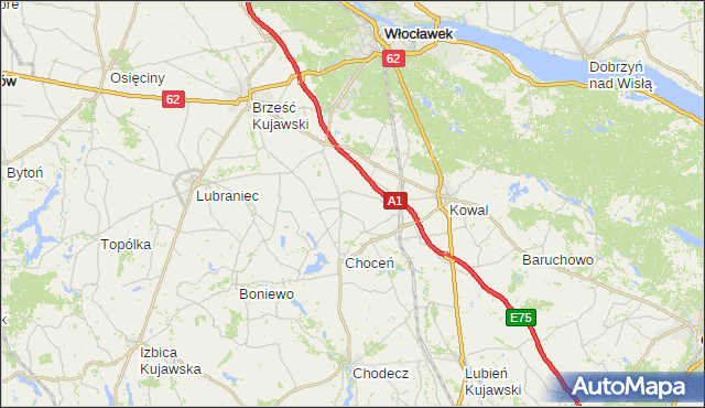 gmina Włocławek - powiat włocławski na mapie Targeo